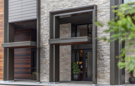 Commercial building with natural stone exterior